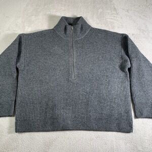 Vince Camuto Half Zip Pullover Cable Knit Sweater XL Gray Casual Oversized